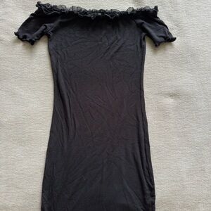 Black Ruffled Top Off The Shoulder Dress